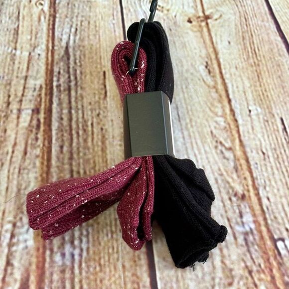 Frye Everyday Boot Socks 2 Pack Pairs Red Speckled Black Ribbed NWT - Picture 3 of 5